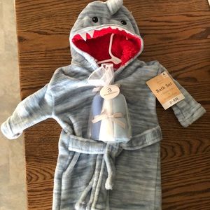 Little boys bath rob and wash clothes